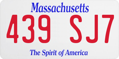 MA license plate 439SJ7