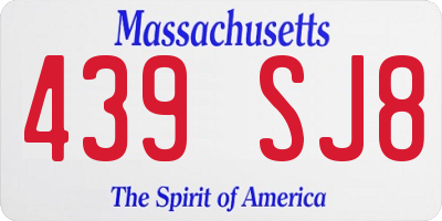 MA license plate 439SJ8