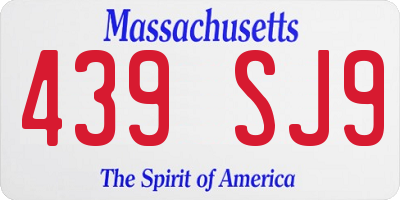 MA license plate 439SJ9