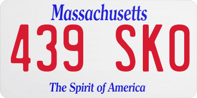 MA license plate 439SK0