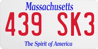 MA license plate 439SK3