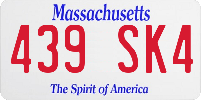 MA license plate 439SK4