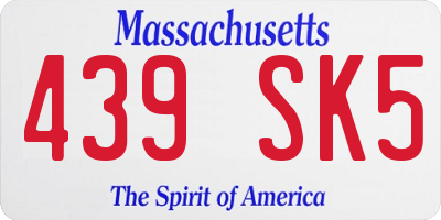 MA license plate 439SK5