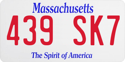 MA license plate 439SK7
