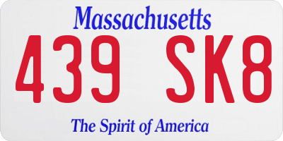 MA license plate 439SK8