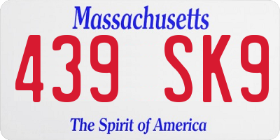 MA license plate 439SK9