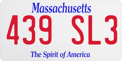 MA license plate 439SL3