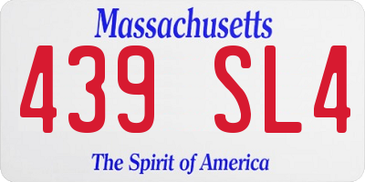 MA license plate 439SL4