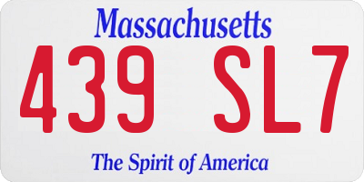 MA license plate 439SL7