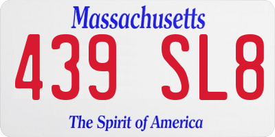 MA license plate 439SL8