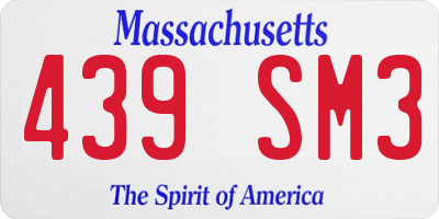 MA license plate 439SM3
