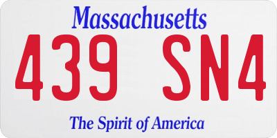MA license plate 439SN4