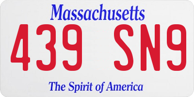 MA license plate 439SN9