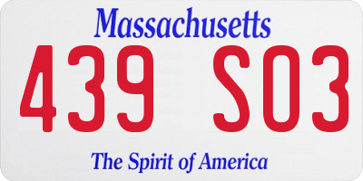 MA license plate 439SO3