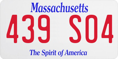 MA license plate 439SO4