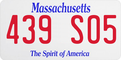 MA license plate 439SO5