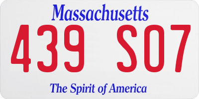 MA license plate 439SO7