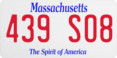 MA license plate 439SO8