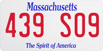 MA license plate 439SO9