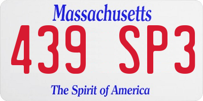 MA license plate 439SP3