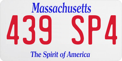 MA license plate 439SP4