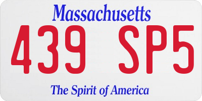 MA license plate 439SP5