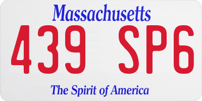MA license plate 439SP6