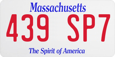 MA license plate 439SP7