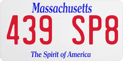 MA license plate 439SP8