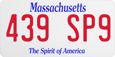 MA license plate 439SP9