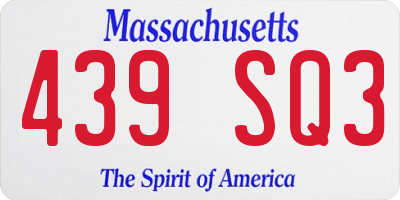 MA license plate 439SQ3