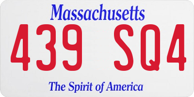 MA license plate 439SQ4
