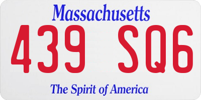 MA license plate 439SQ6