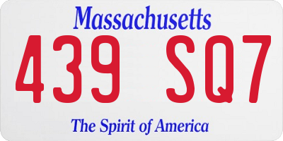 MA license plate 439SQ7