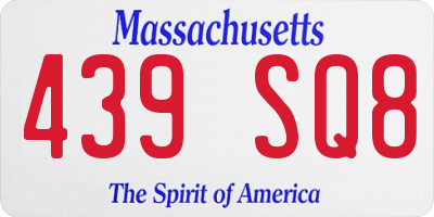 MA license plate 439SQ8