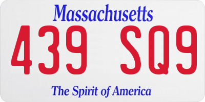 MA license plate 439SQ9