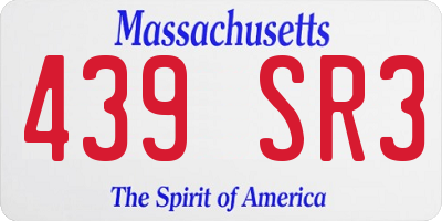 MA license plate 439SR3