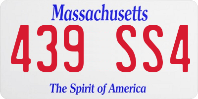 MA license plate 439SS4