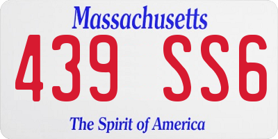 MA license plate 439SS6