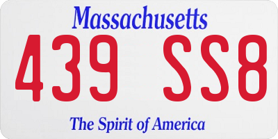 MA license plate 439SS8