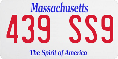 MA license plate 439SS9
