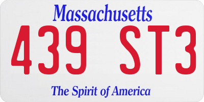 MA license plate 439ST3