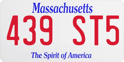MA license plate 439ST5