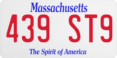 MA license plate 439ST9