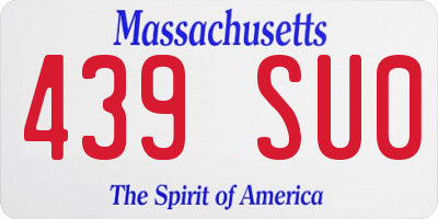 MA license plate 439SU0