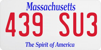MA license plate 439SU3