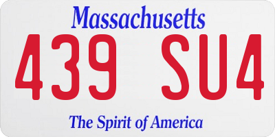 MA license plate 439SU4