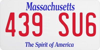 MA license plate 439SU6