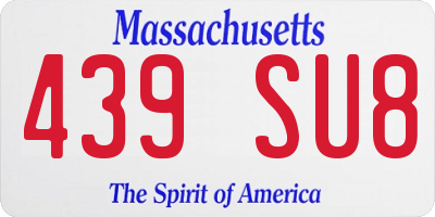 MA license plate 439SU8