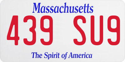 MA license plate 439SU9
